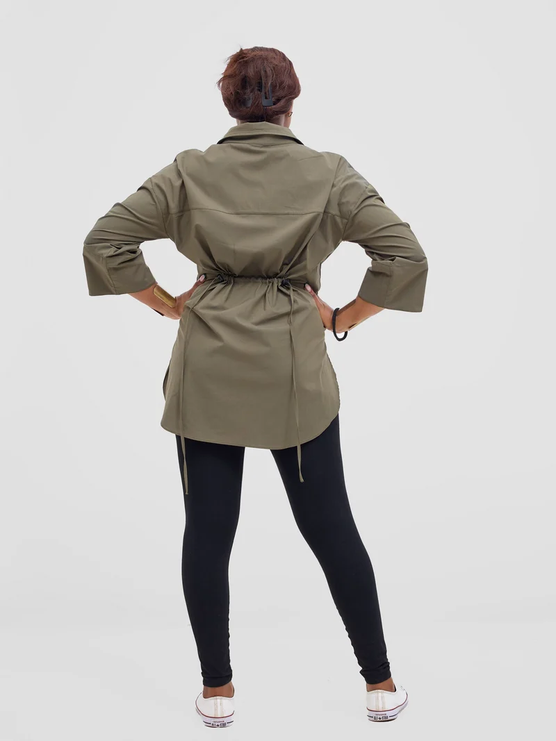 Safari Njano Front Drawstring Tunic Top - Hunters Green