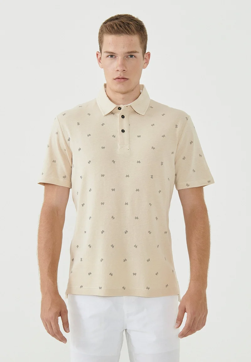 Poloshirt aus Bio-Baumwolle mit Allover-Print