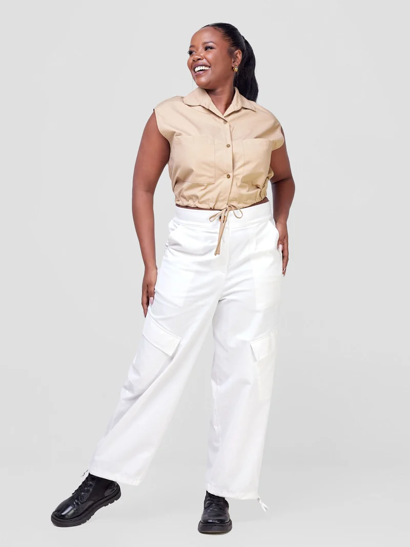 Safari Kamari Drop Shoulder Top - Tan