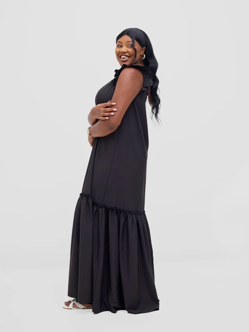 Vivo Nasinka V-Neck Maxi Dress - Black