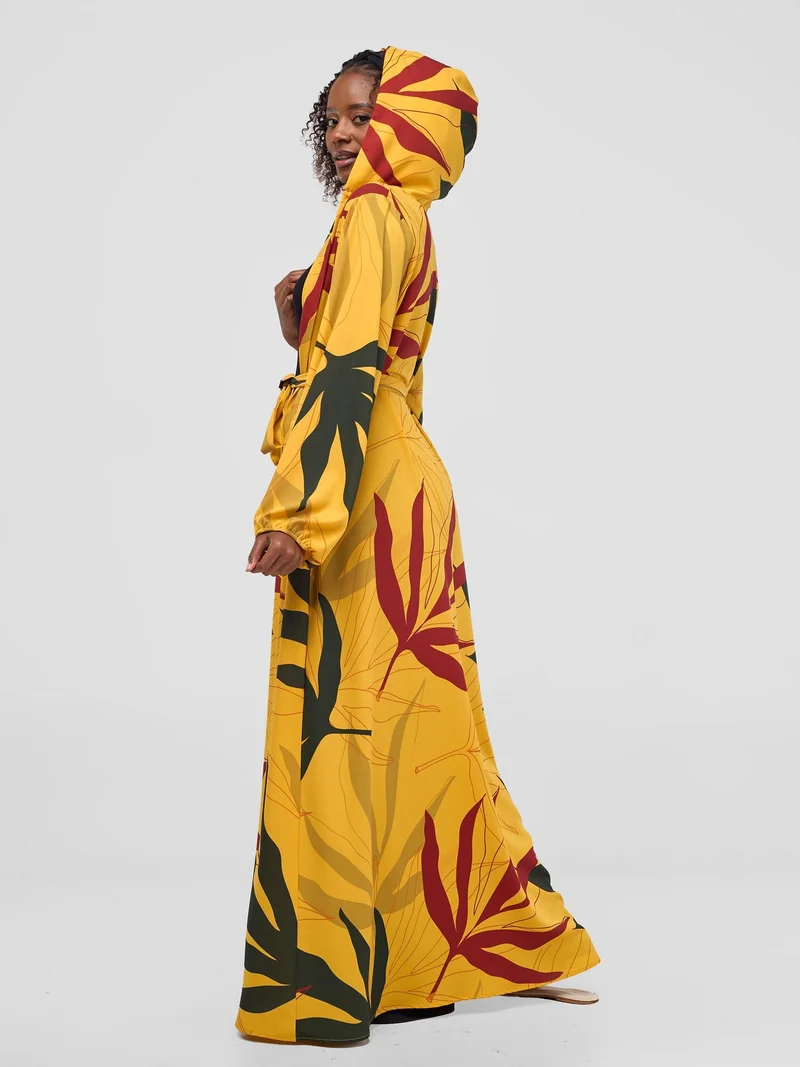 Vivo Kelemi Hooded Kimono - Mustard / Rust Leke Print