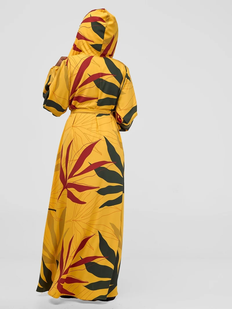 Vivo Kelemi Hooded Kimono - Mustard / Rust Leke Print