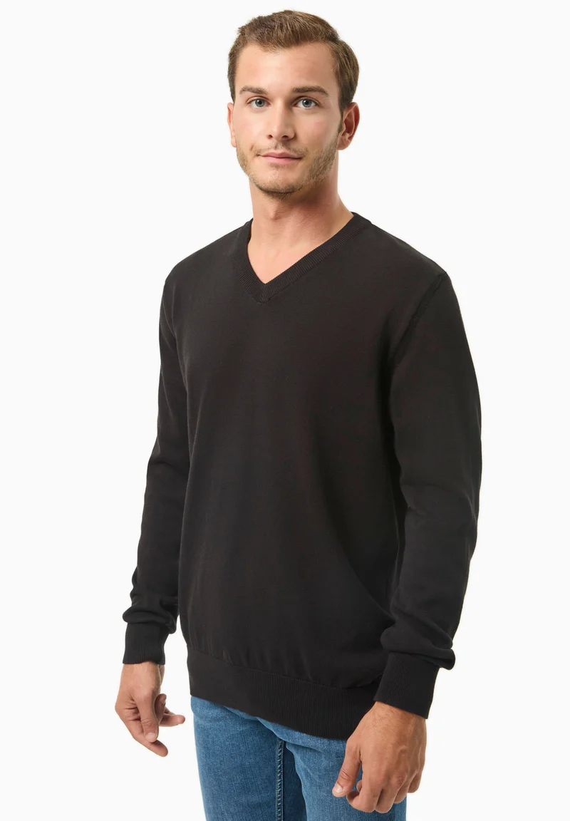 Pullover aus Bio-Baumwolle mit V-Ausschnitt
