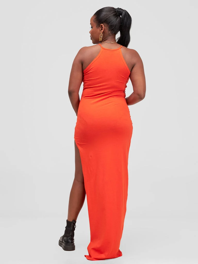 Zoya Yuni High Slit Dress - Orange