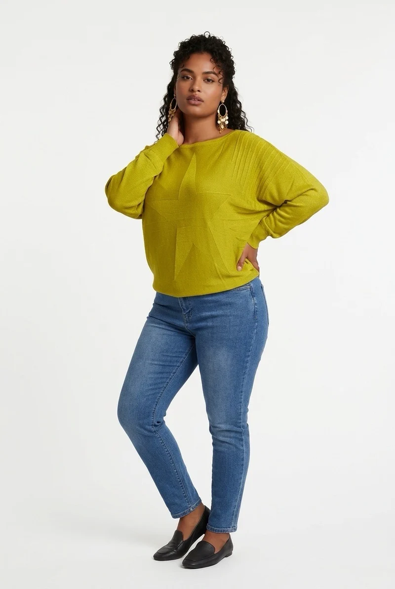 Stylish Sisters Ribbed Batwing-Sleeve Sweater Top - Mustard Yellow