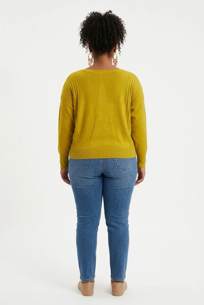 Stylish Sisters Ribbed Batwing-Sleeve Sweater Top - Mustard Yellow
