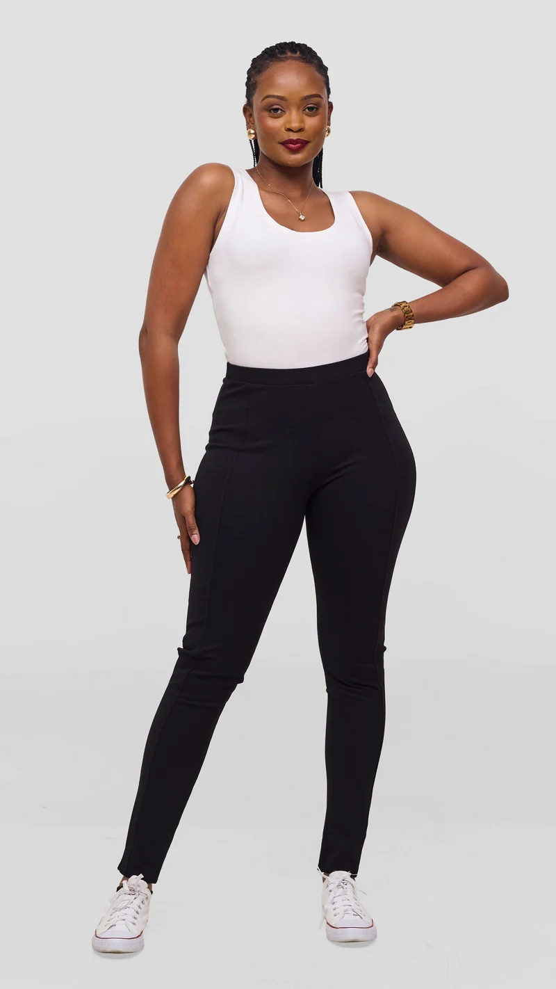 Vivo Basic Panelled Leisure Pants - Black