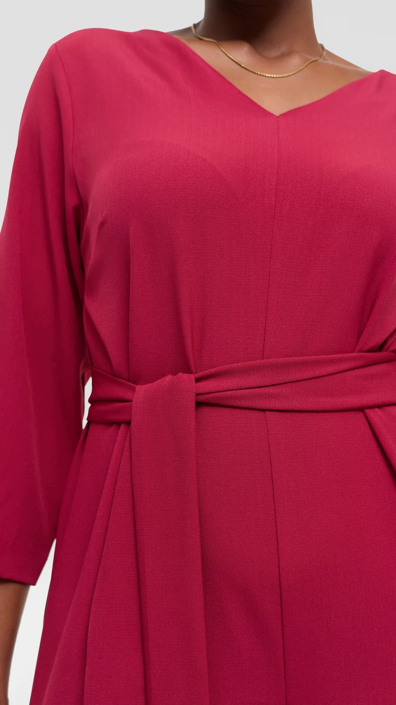 Vivo Diella V-Neck Jumpsuit in Crepe - Maroon