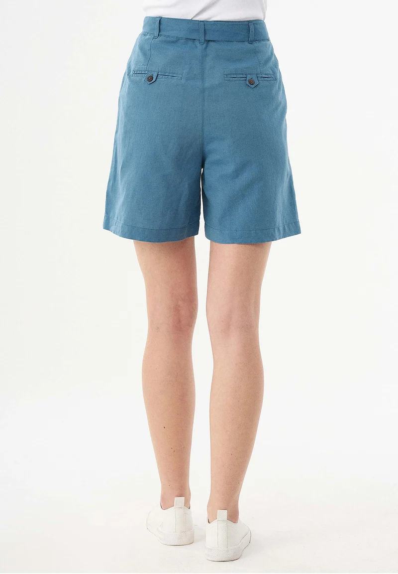 Shorts aus Leinengemisch mit Bindegürtel