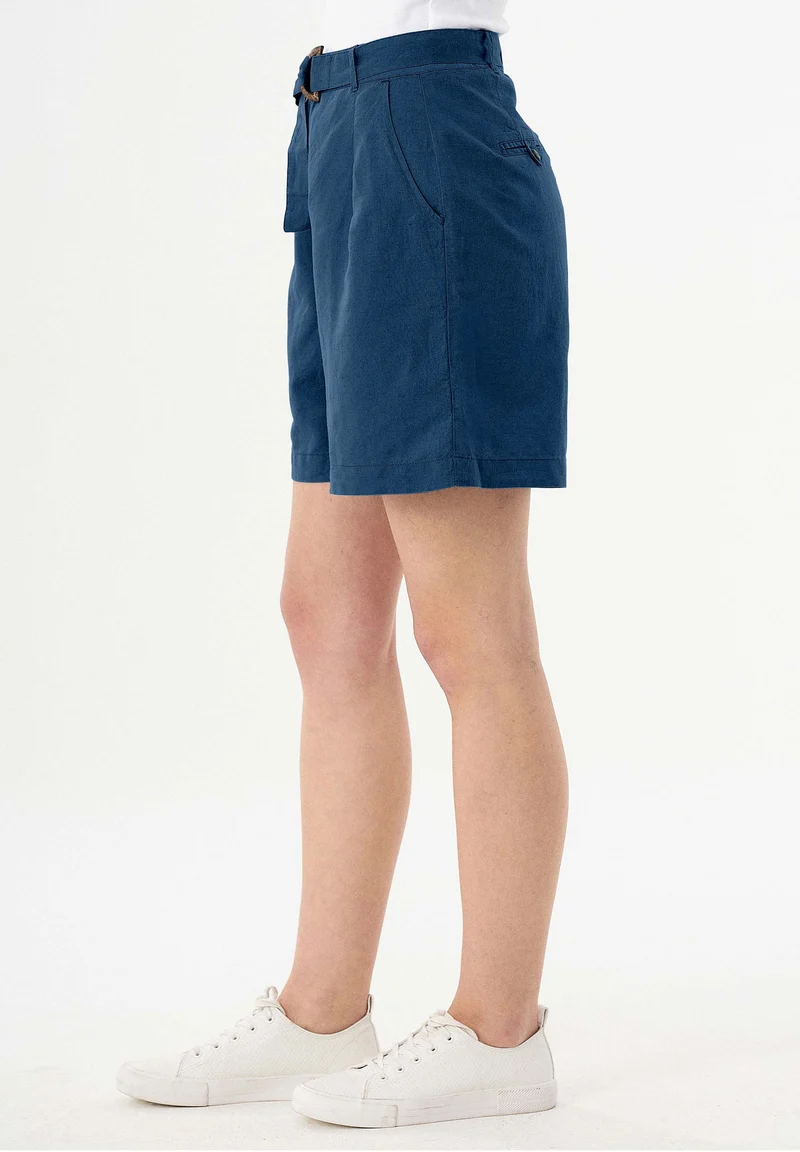 Shorts aus Leinengemisch mit Bindegürtel
