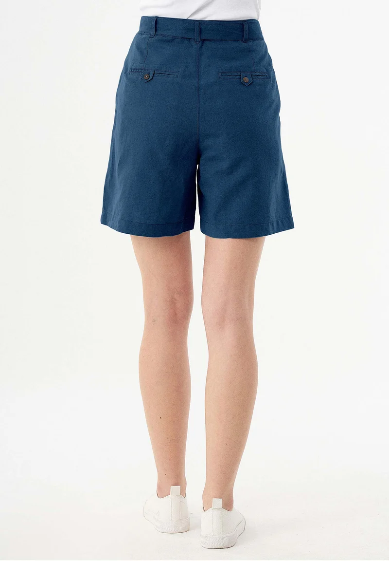 Shorts aus Leinengemisch mit Bindegürtel