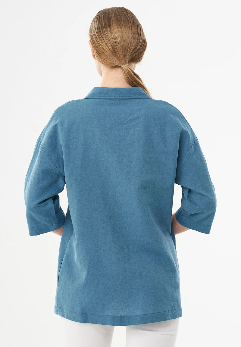 Bluse aus Leinen und Bio-Baumwolle