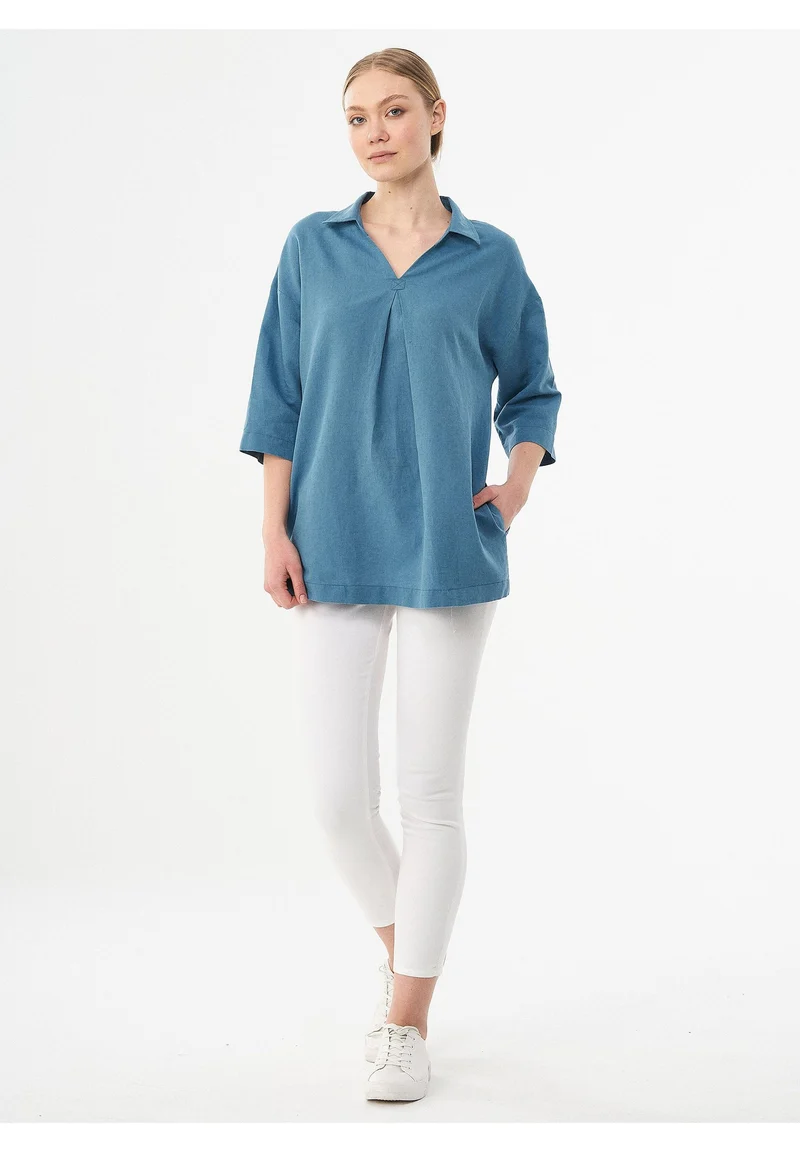 Bluse aus Leinen und Bio-Baumwolle