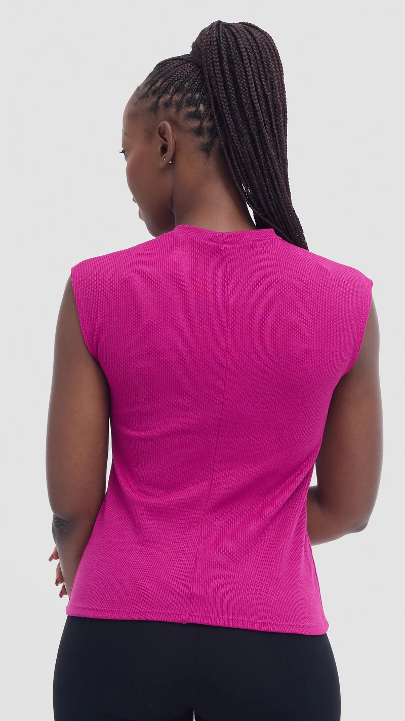 Vivo Ria Mock Neck Top - Fuschia