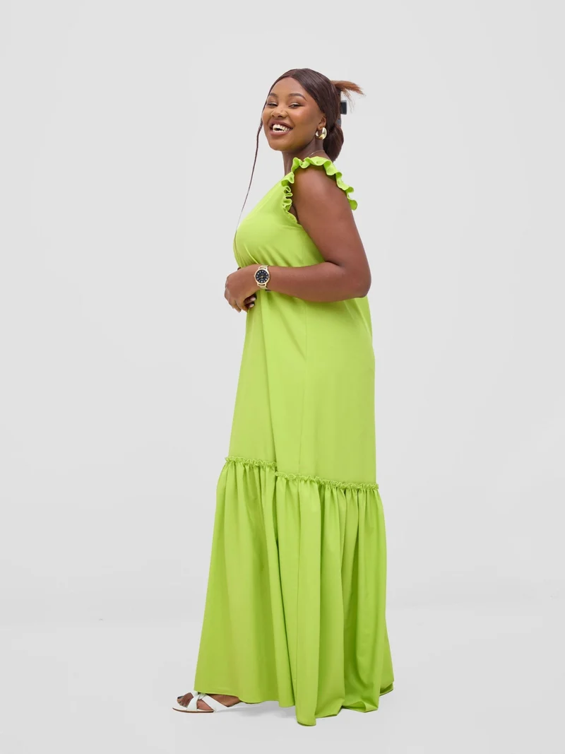 Vivo Nasinka V-Neck Maxi Dress - Lime