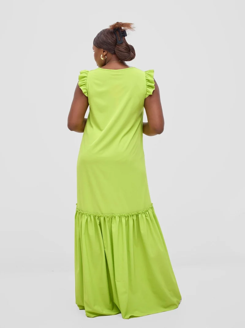 Vivo Nasinka V-Neck Maxi Dress - Lime