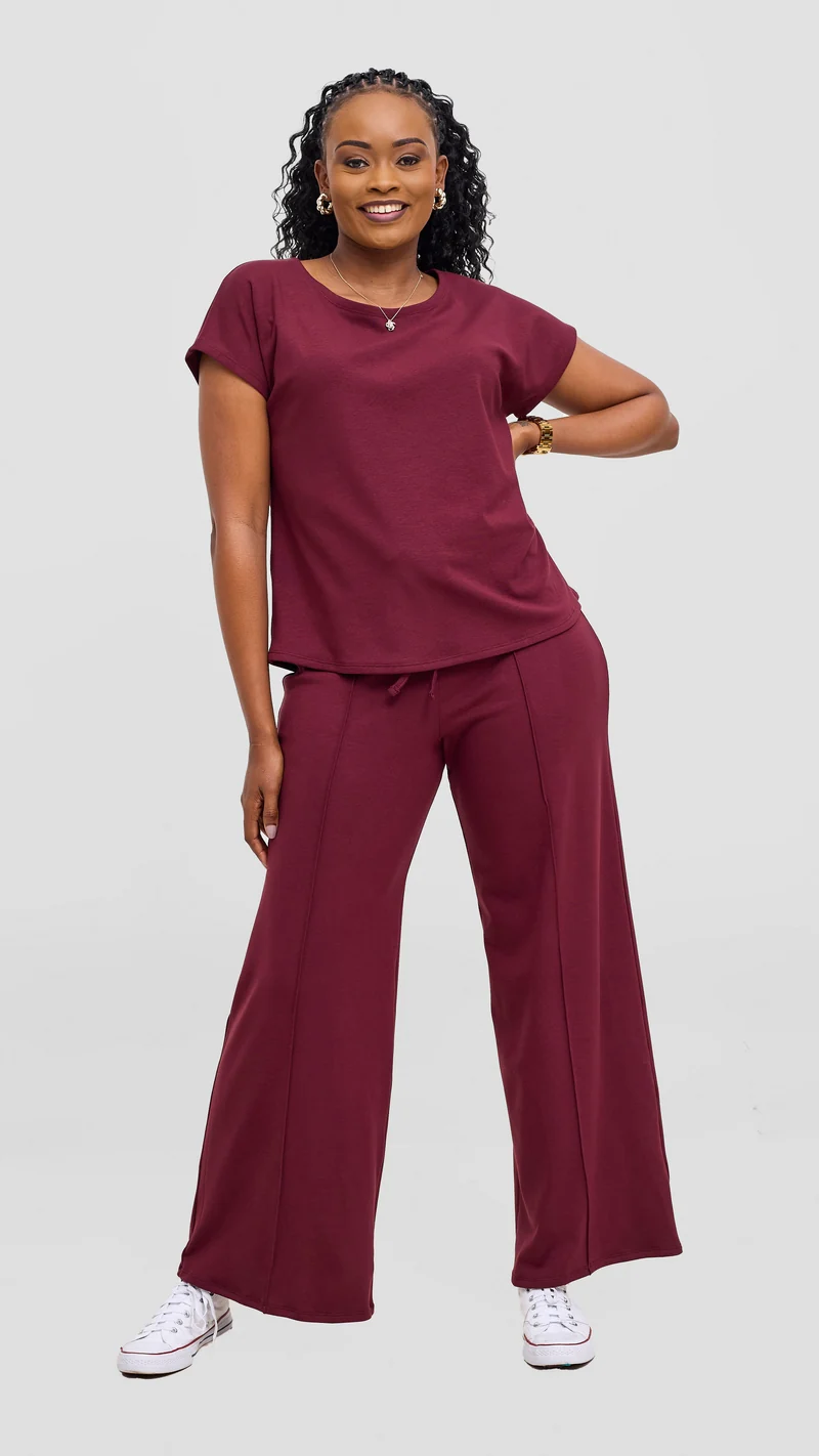 Vivo Ria Drop Shoulder Top - Maroon