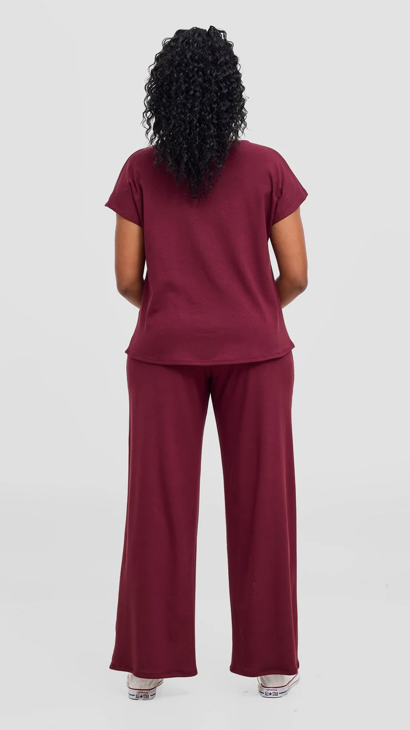 Vivo Ria Drop Shoulder Top - Maroon