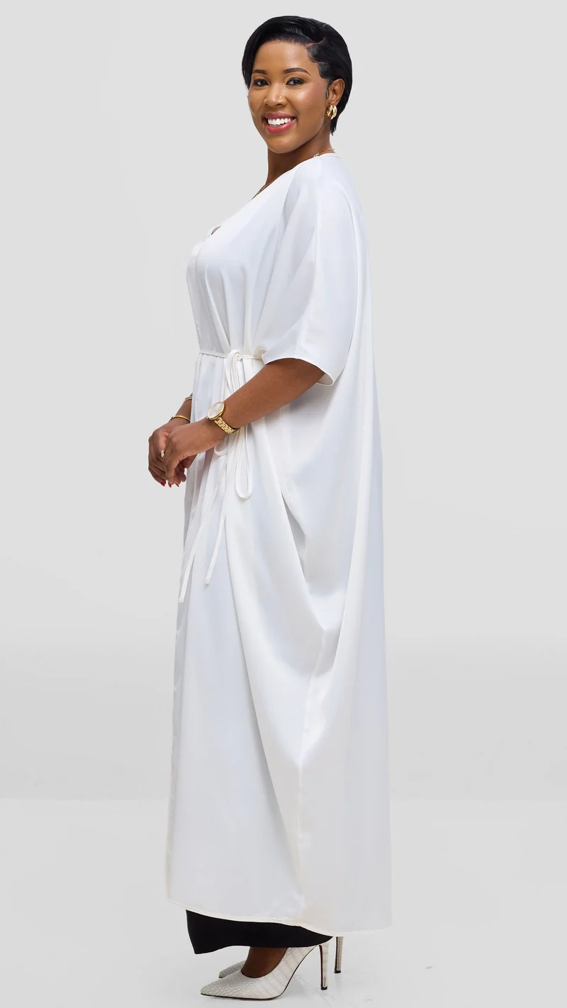 Vivo Essi Front Slit Maxi Top In Satin - White