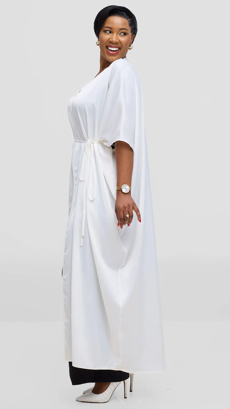 Vivo Essi Front Slit Maxi Top In Satin - White