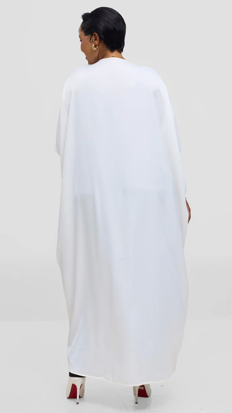 Vivo Essi Front Slit Maxi Top In Satin - White