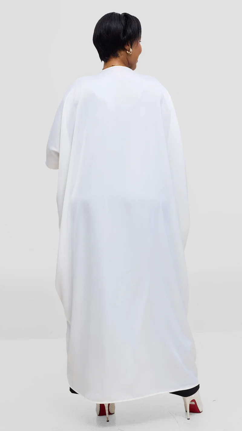 Vivo Essi Front Slit Maxi Top In Satin - White
