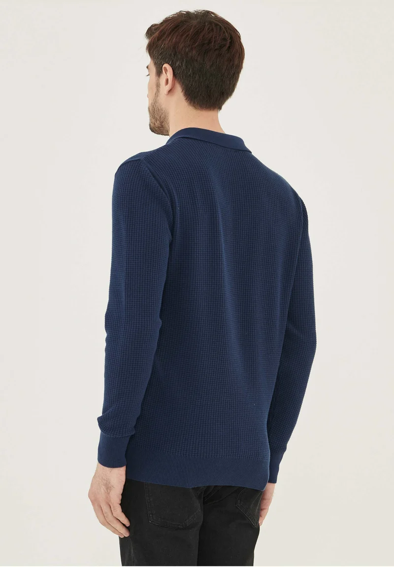 Polopullover aus Bio-Baumwolle in Waffel-Optik