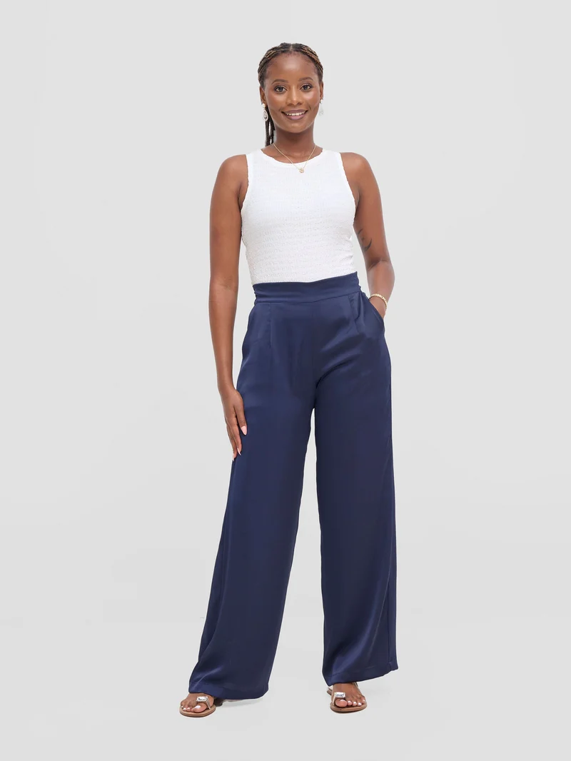 Vivo Tahisa Straight Leg Pants -Midnight Blue