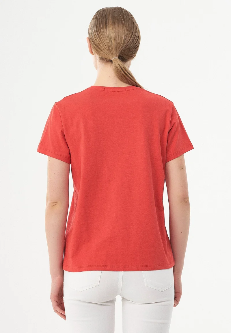 Basic T-Shirt aus Bio-Baumwolle mit V-Ausschnitt