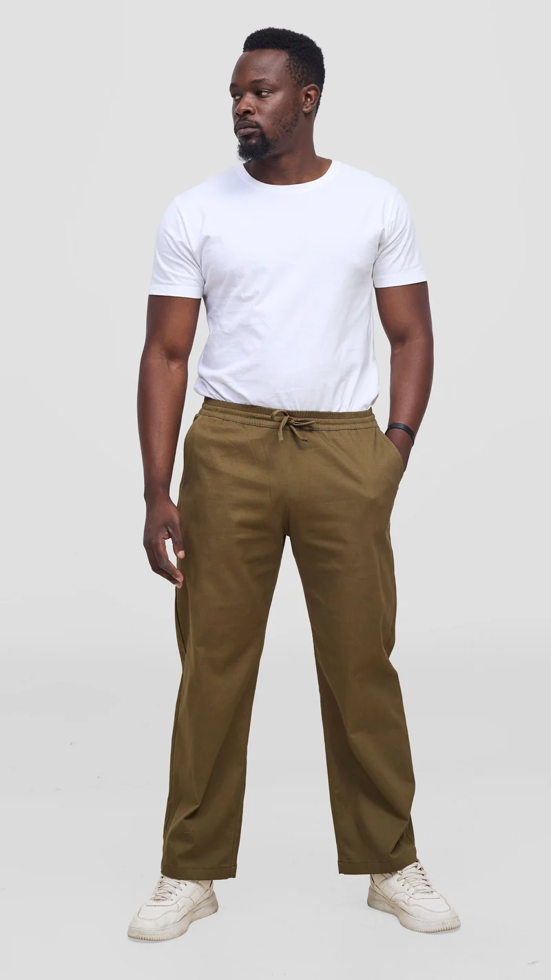 Safari By Vivo Mens Cotton Pants - Khaki Green