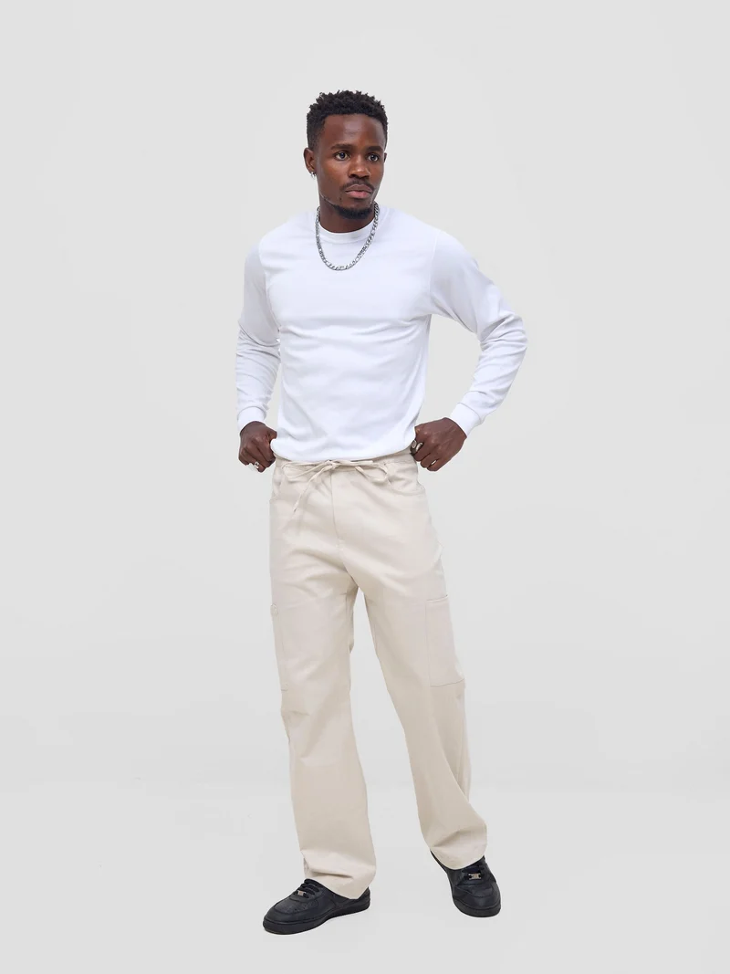 Zoya Nia Wide Cargo Pants - Beige