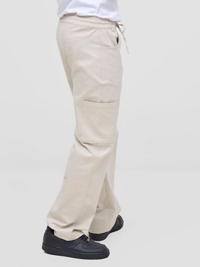 Zoya Nia Wide Cargo Pants - Beige