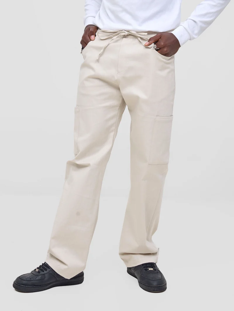 Zoya Nia Wide Cargo Pants - Beige