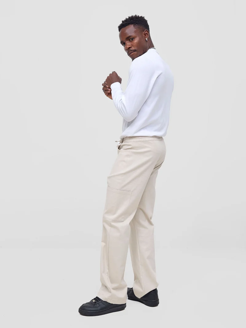 Zoya Nia Wide Cargo Pants - Beige