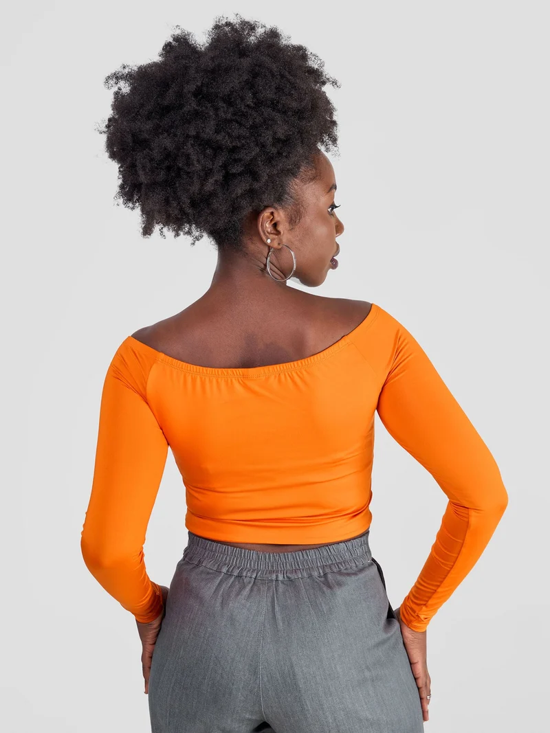 Zoya Yuni Off Shoulder Midriff Top - Orange