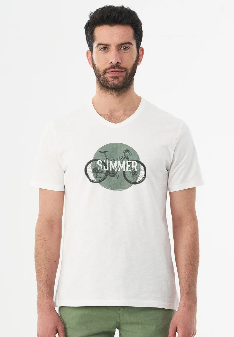 T-Shirt aus Bio-Baumwolle mit Fahrrad-Print