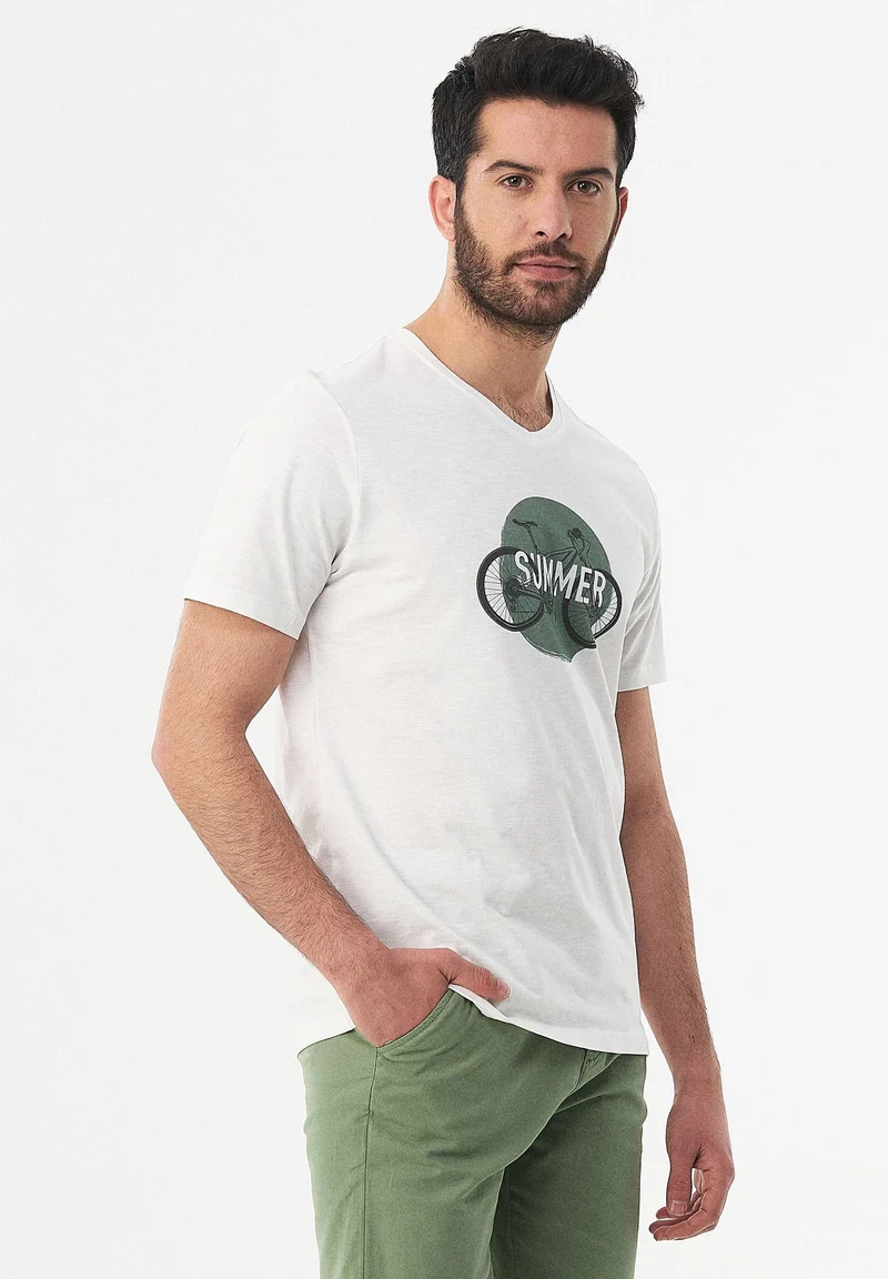 T-Shirt aus Bio-Baumwolle mit Fahrrad-Print