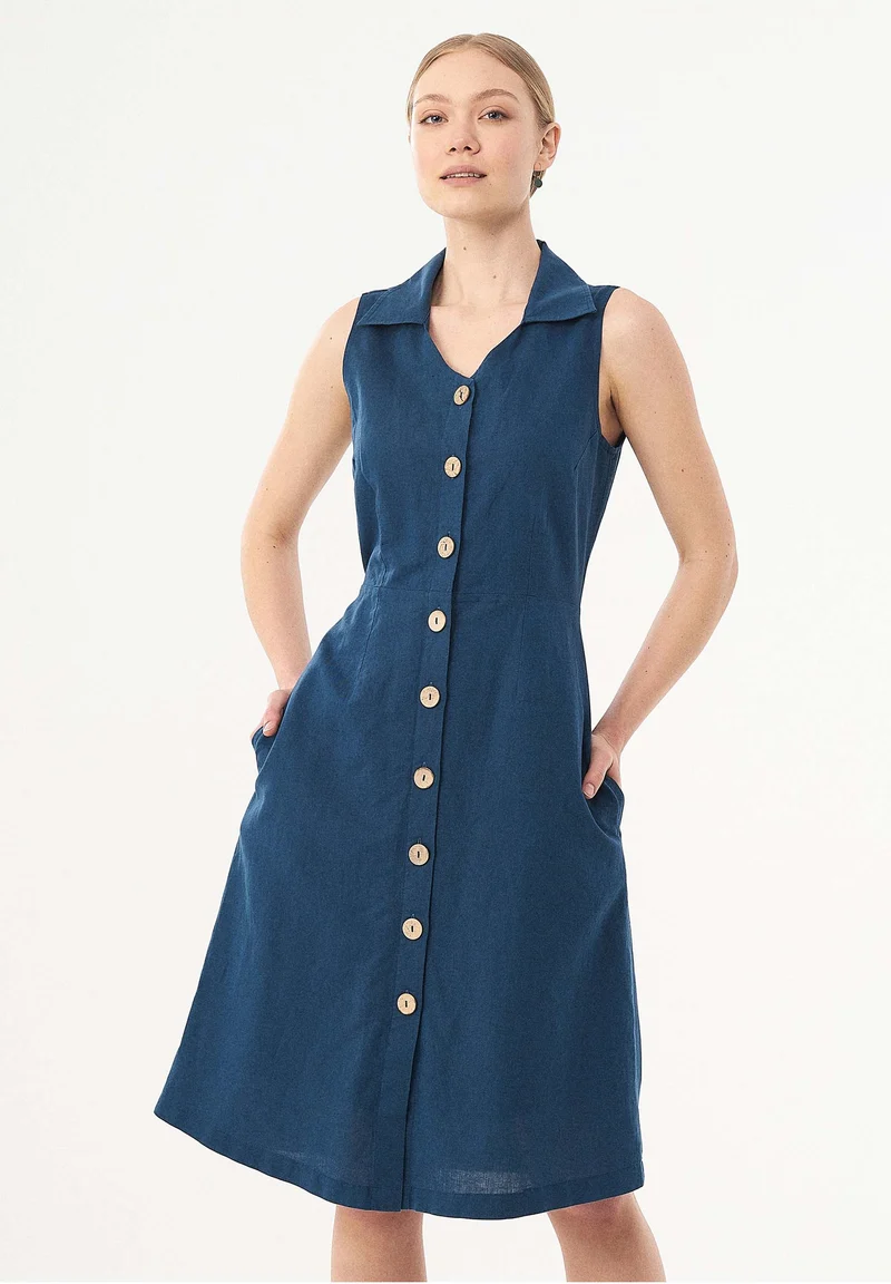 Hemdkleid aus Leinen und Bio-Baumwolle