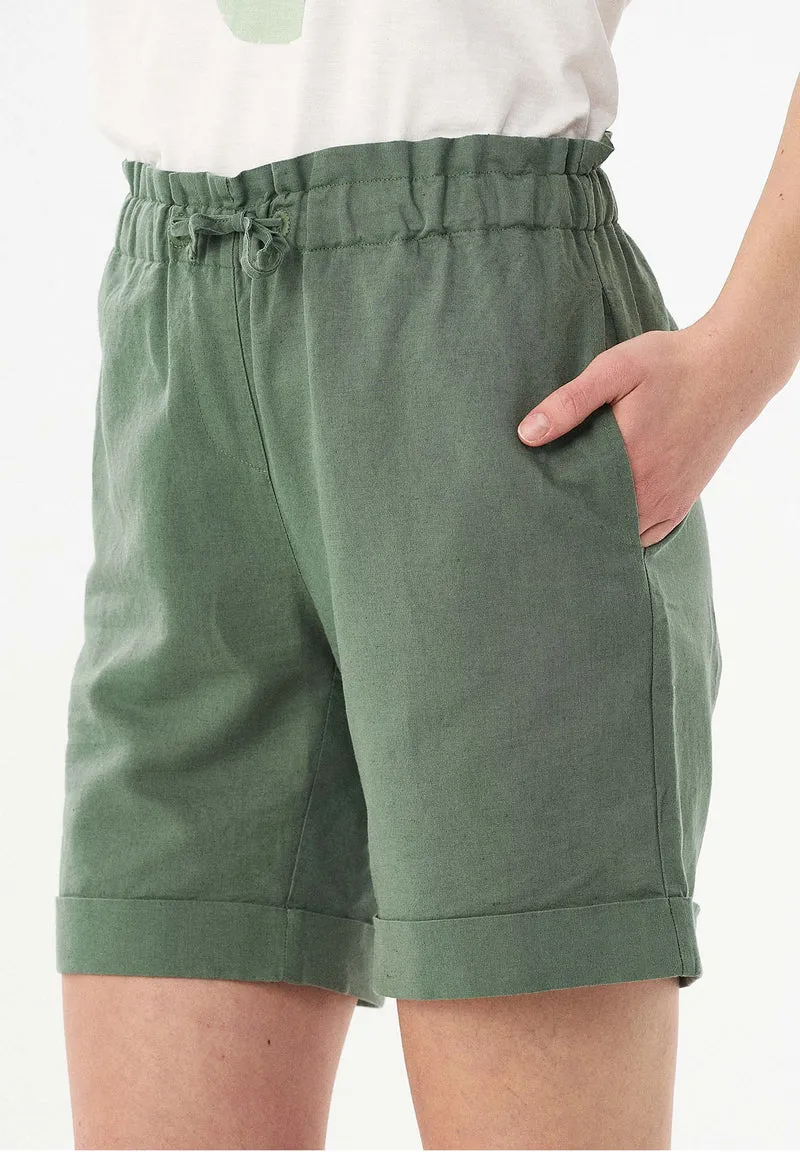 Paperbag-Shorts aus Leinengemisch