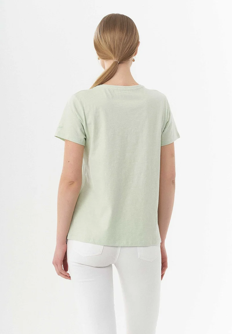 Geripptes T-Shirt aus Bio-Baumwolle mit V-Ausschnitt