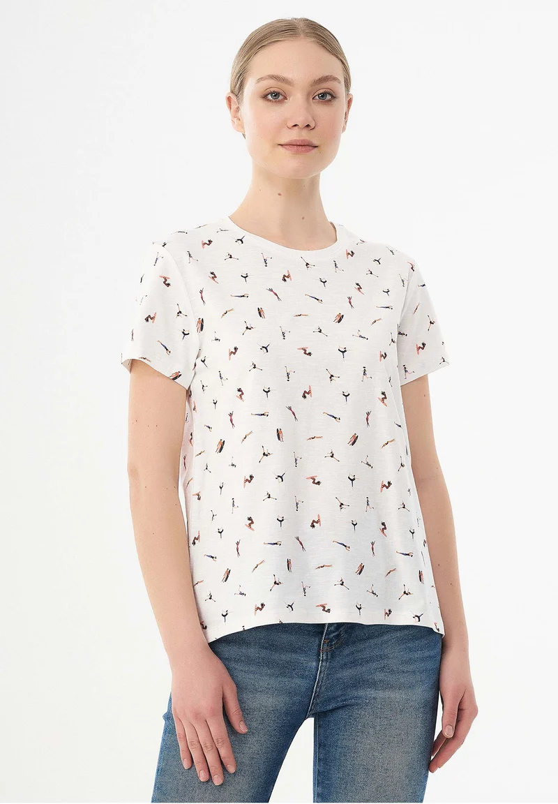 T-Shirt aus Bio-Baumwolle mit Allover-Print