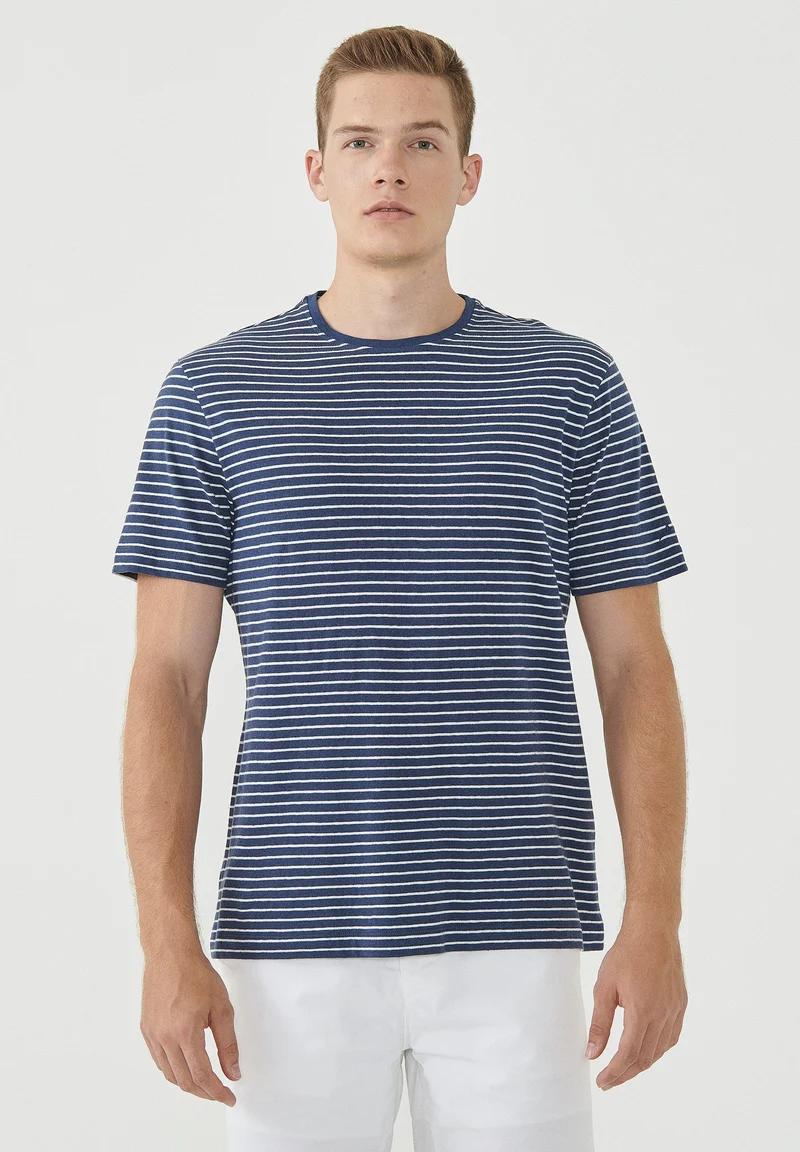 Gestreiftes T-Shirt aus Bio-Baumwolle und Leinen