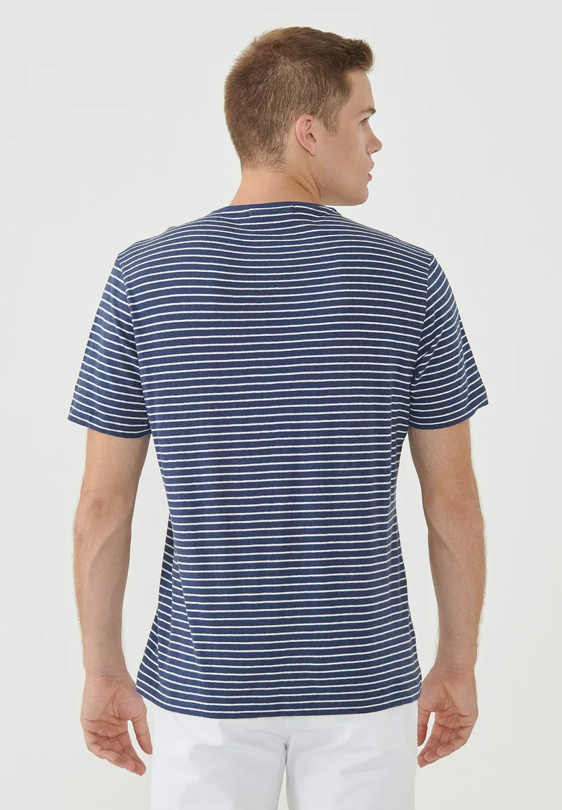 Gestreiftes T-Shirt aus Bio-Baumwolle und Leinen