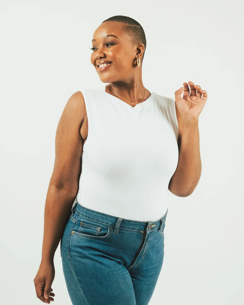 Vivo X This Is Essential Sleeveless High Neck Bodysuit - White