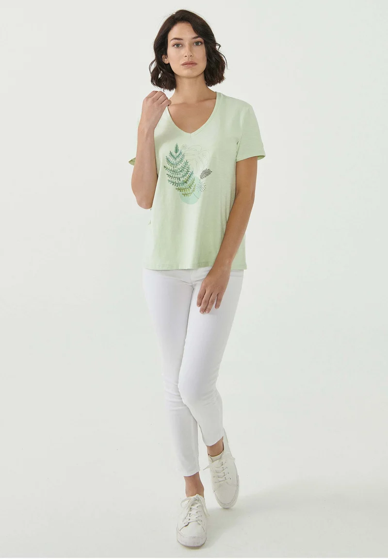T-Shirt aus Bio-Baumwolle mit Blatt-Print