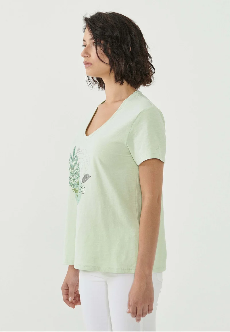 T-Shirt aus Bio-Baumwolle mit Blatt-Print