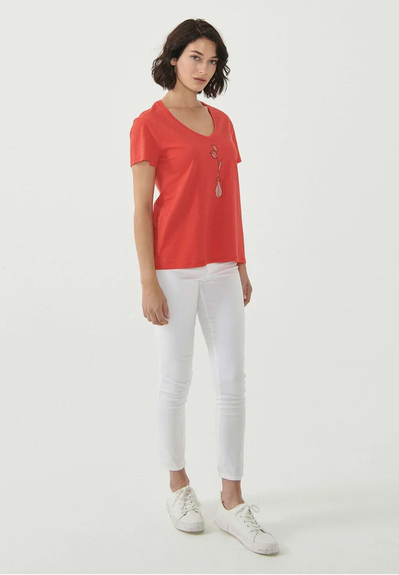 T-Shirt aus Bio-Baumwolle mit Blumen-Print