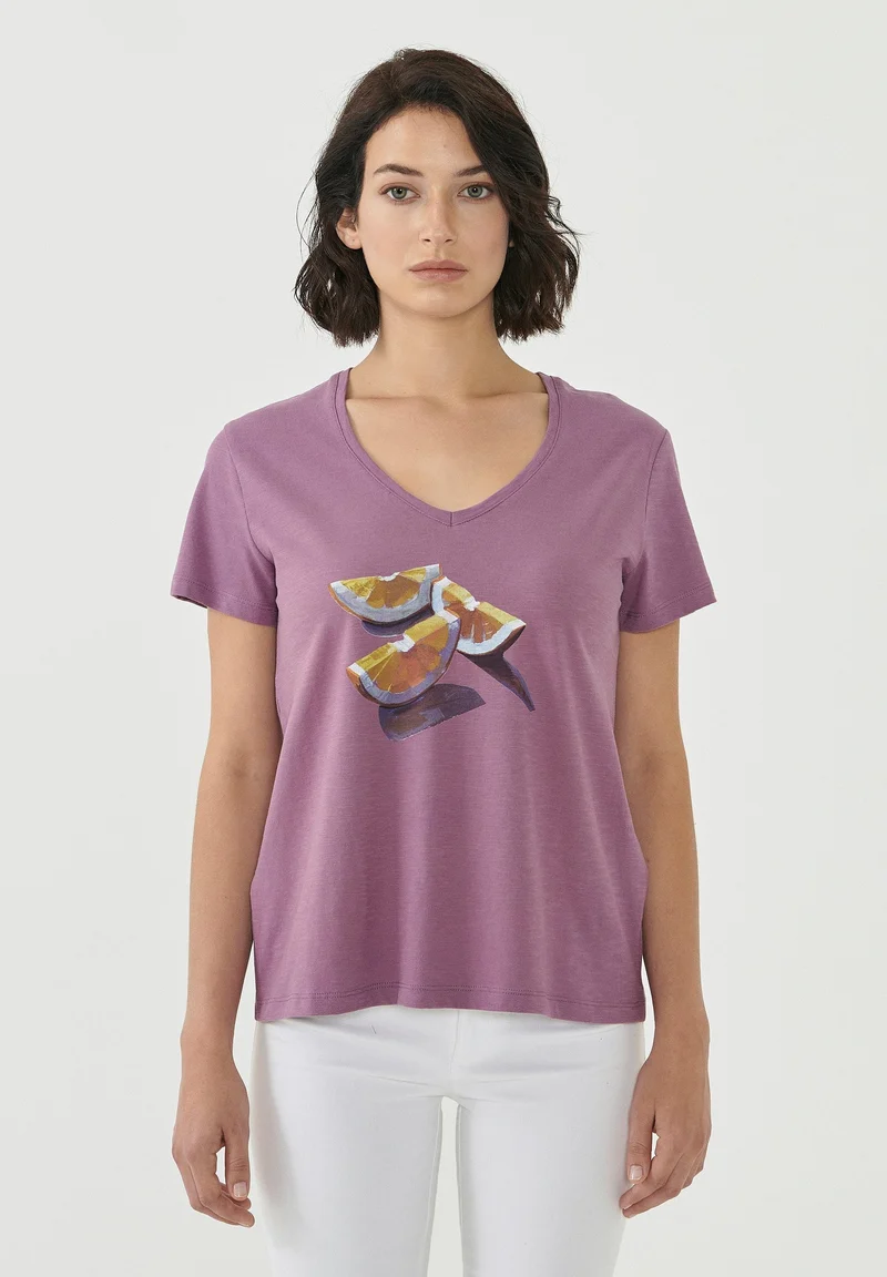 T-Shirt aus Bio-Baumwolle mit Orangen-Print