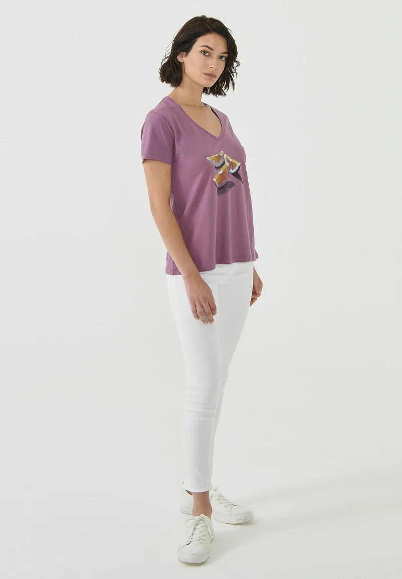 T-Shirt aus Bio-Baumwolle mit Orangen-Print