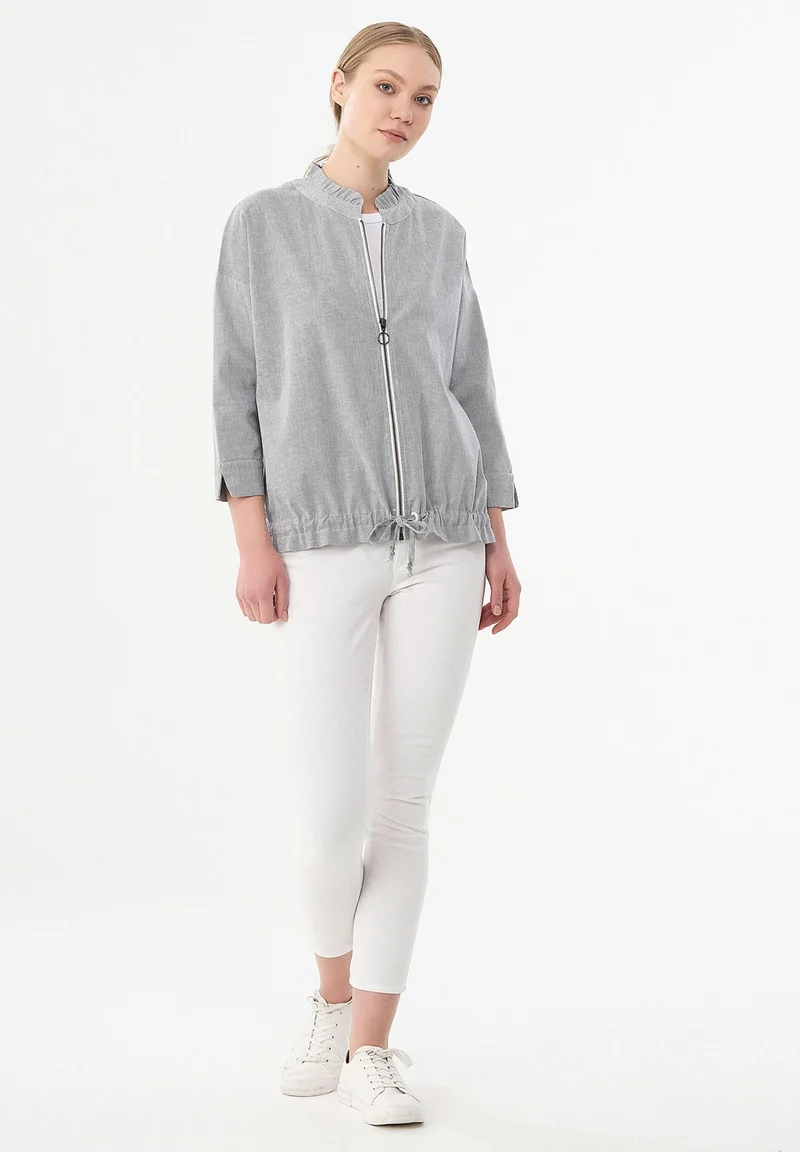 Jacke aus Bio-Baumwolle mit Streifenmuster